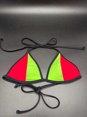PINK by Victoria’s Secret NeonTwo-Tone Triangle Bikini Top - Green & Pink Sz M